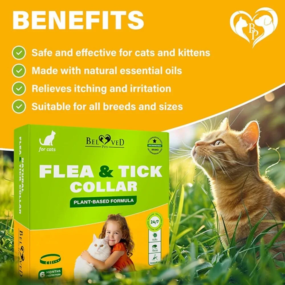 New Natural Flea and Tick Collar for Cats with 6 Month Protection